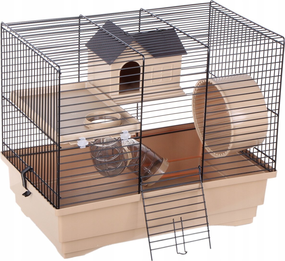 KLATKA dla CHOMIKA myszek GRYZONI z tunelem +kołowrotek domek WYSOKA KUWETA