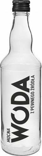 Browin Szklana butelka z napisem Mocna Woda 0,5 l