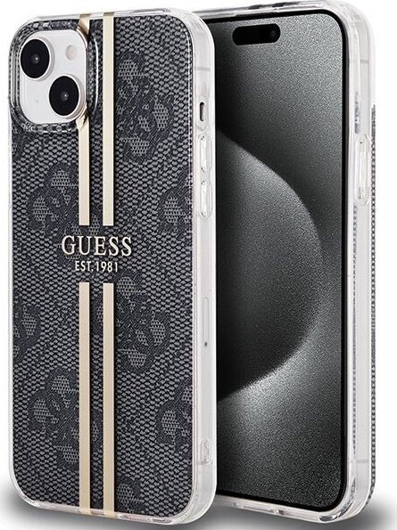 Guess Guess GUHCP15MH4PSEGK iPhone 15 Plus / 14 Plus 6.7" czarny/black hardcase IML 4G Gold Stripe
