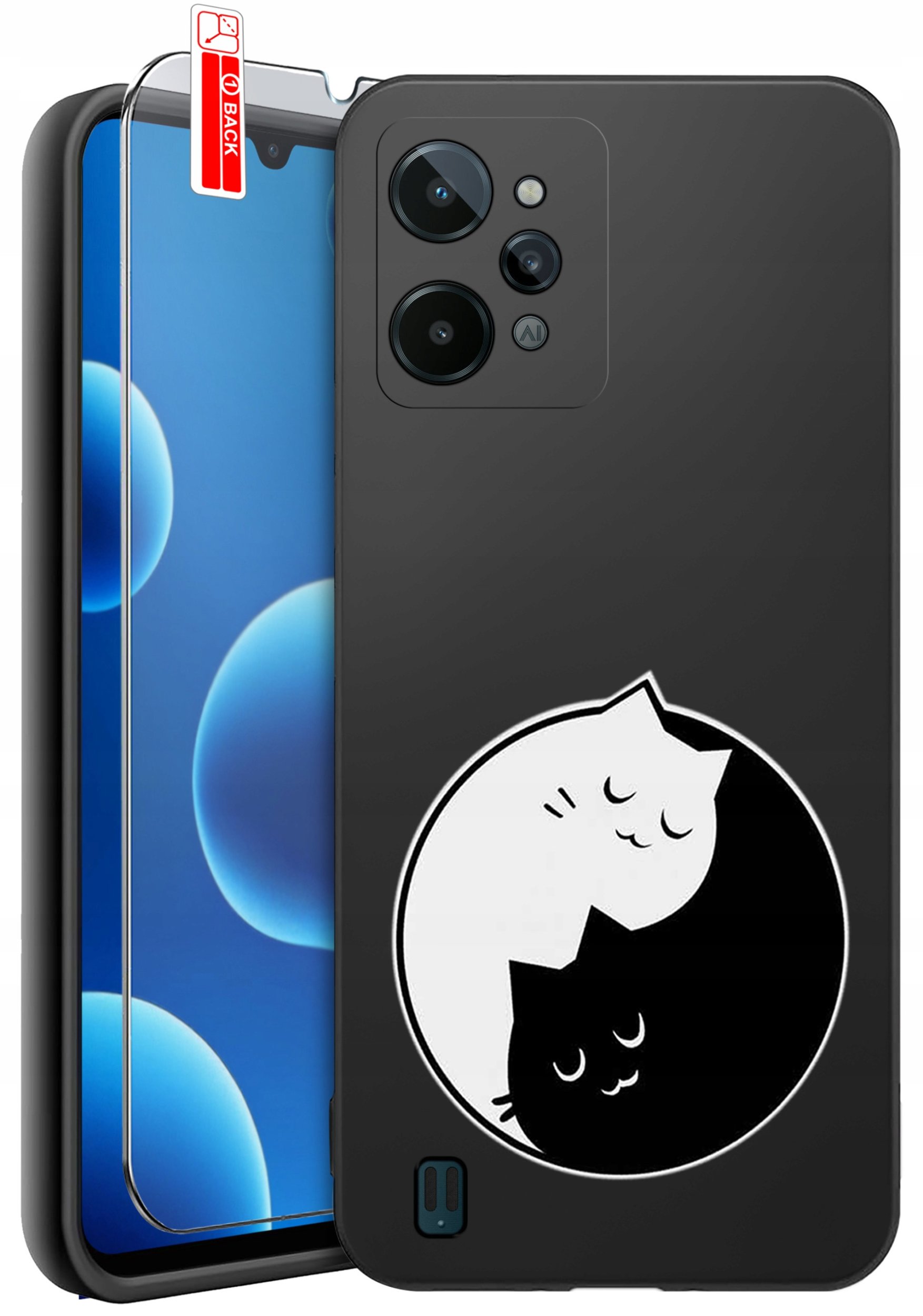 ETUI do Realme C31| WZORY | SILIKONOWE MATT CASE + SZKŁO 9H