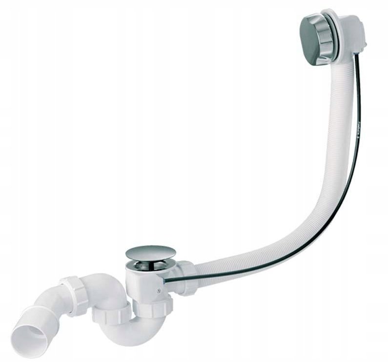 Zestaw odpływ-przelew.wannowy z odejściem 40/50mm,z mech.autom.1000mm pokrętło mosiądz ZŁOTY