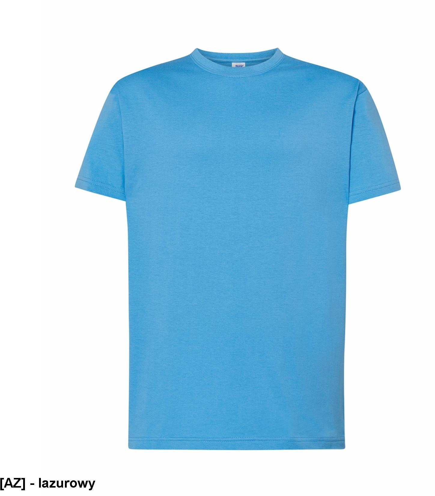 T-shirt JHK TSRA 150 - męski z krótkim rękawem wzmocniony lycrą ściągacz, 100% bawełna, 155-160g - lazurowy XS