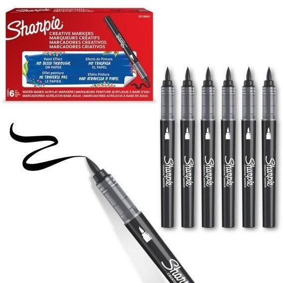 Markery akrylowe czarne (6szt)