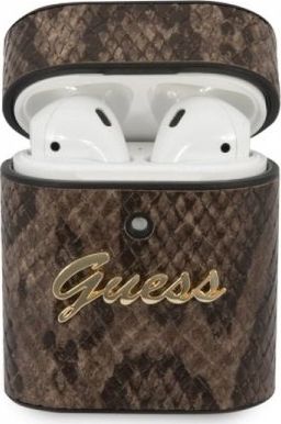 Guess Etui ochronne GUACA2PUSNSMLBR Python Collection do AirPods 1/2 brązowe