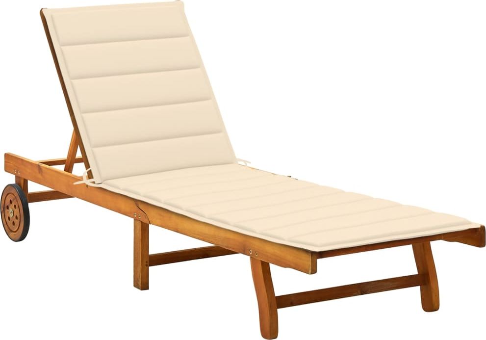 vidaXL Ogrodowy leżak z poduszką, lite drewno akacjowe