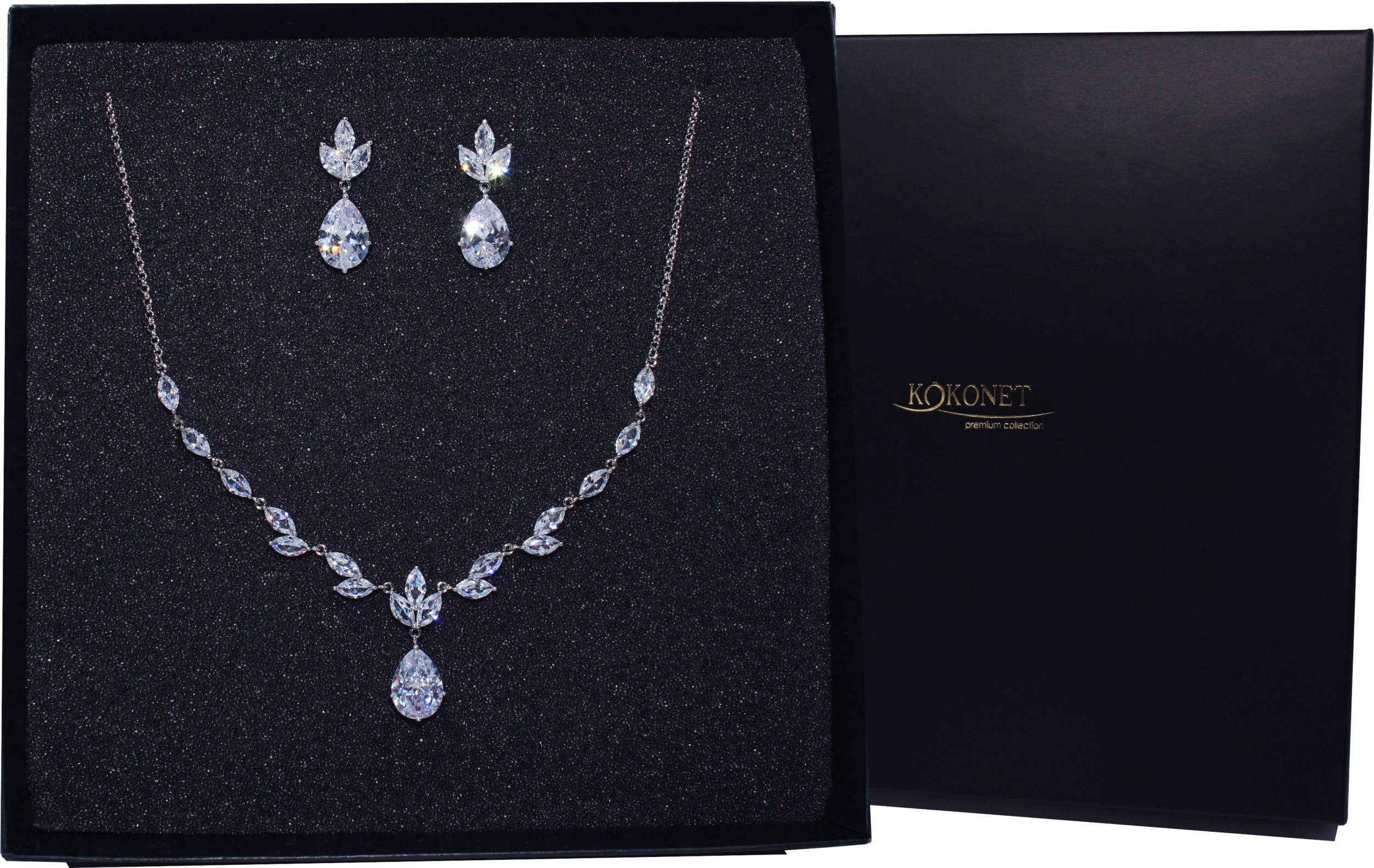 KOKONET komplet naszyjnik kolczyki srebrny ELEGANCKI ślub