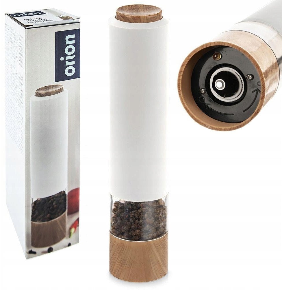 Młynek do pieprzu i soli elektryczny biały 23 cm