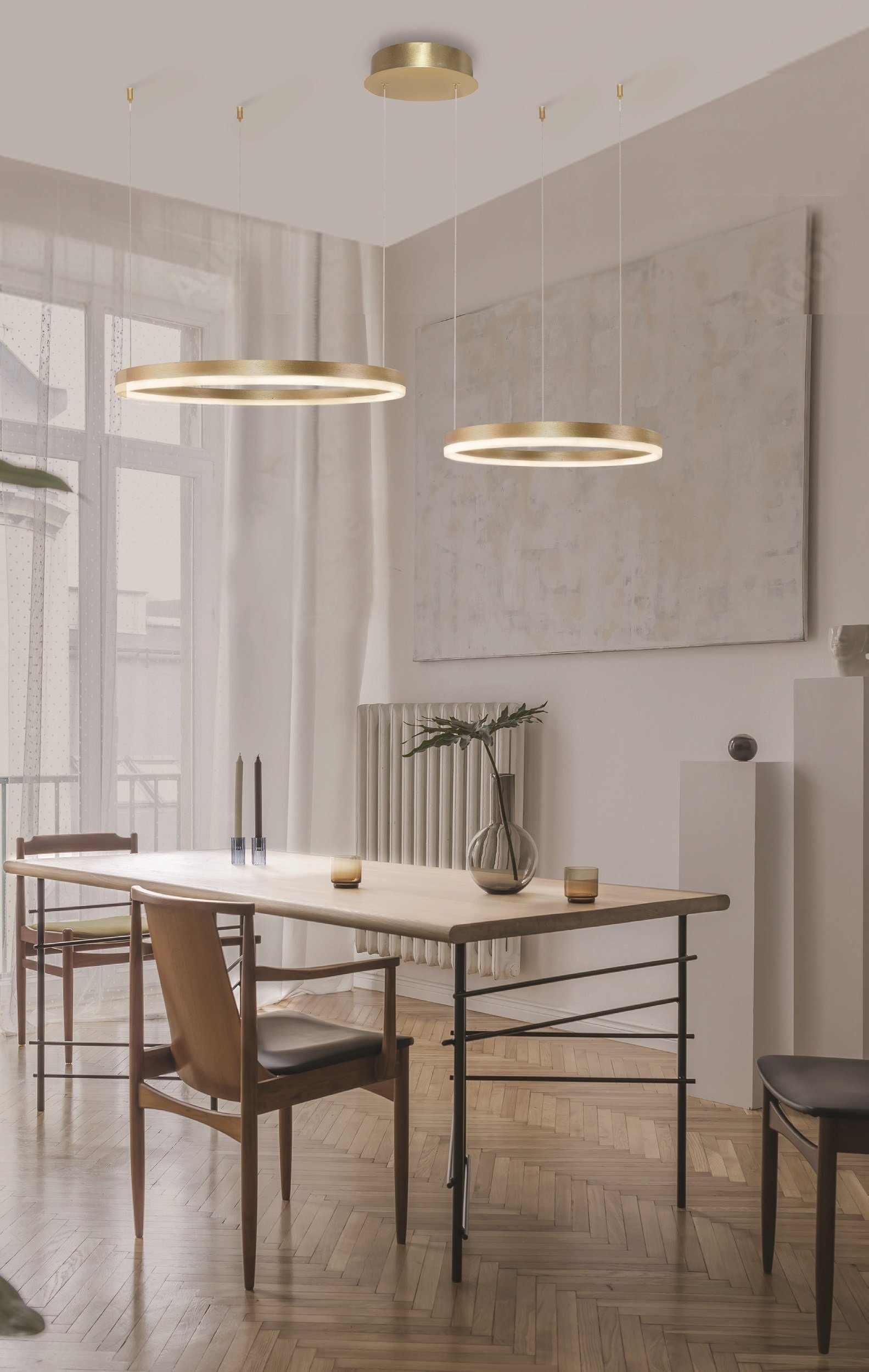 Lampa wisząca Azzardo Lampa HALO PENDANT 80+60 CCT BK + REMOTE CONTROL