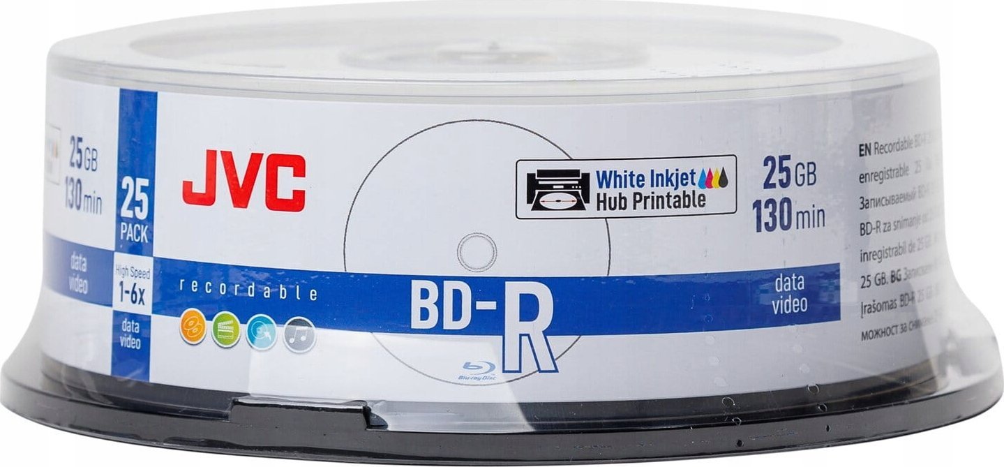 JVC JVC BD-R 25GB 6X INKJET WHITE PRINTABLE CAKE*25 70L71KJCK0007