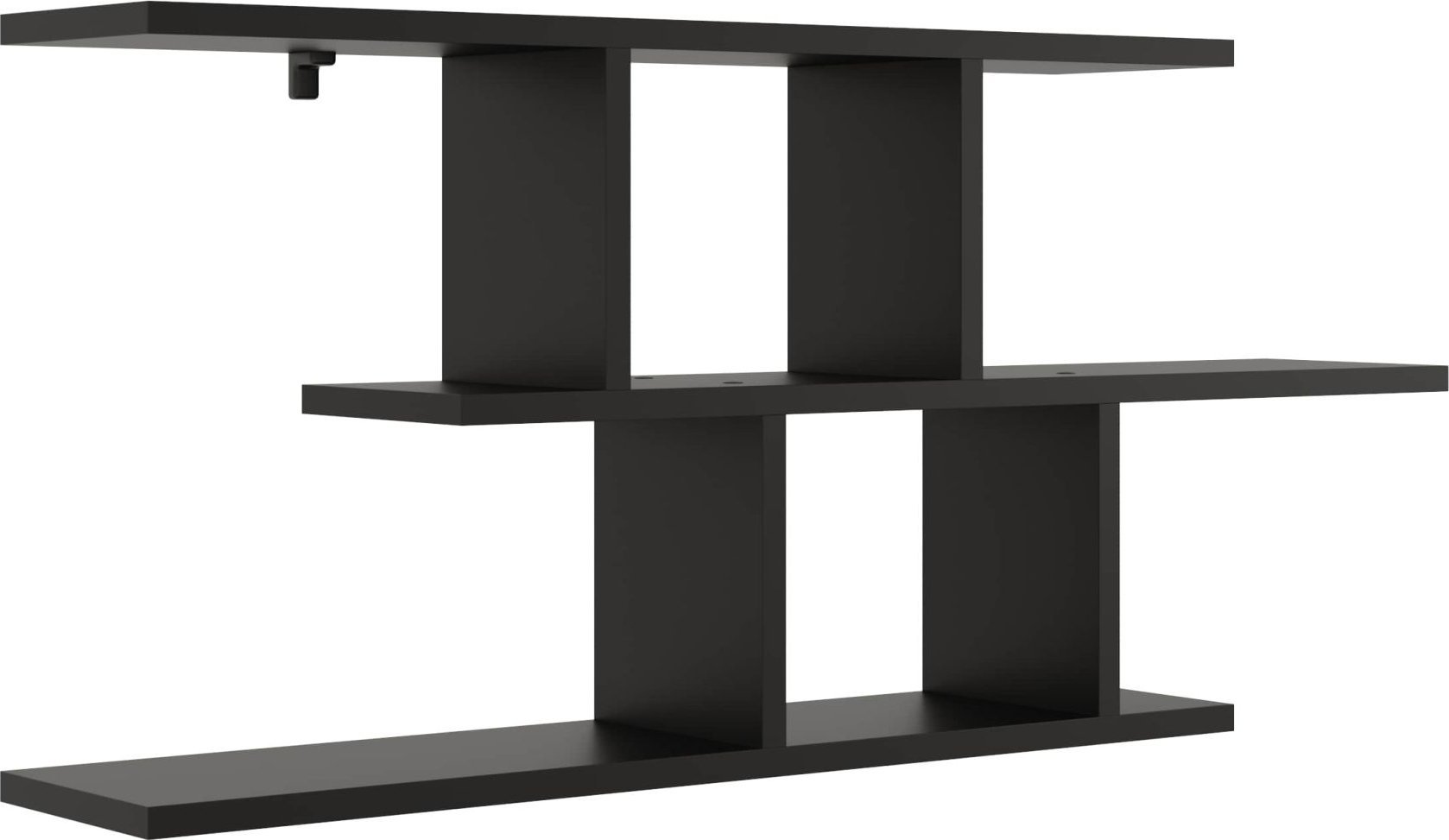 Tyletegotu Półka wisząca, asymetryczne przegrody, 100x18x45 cm, czarny, mat