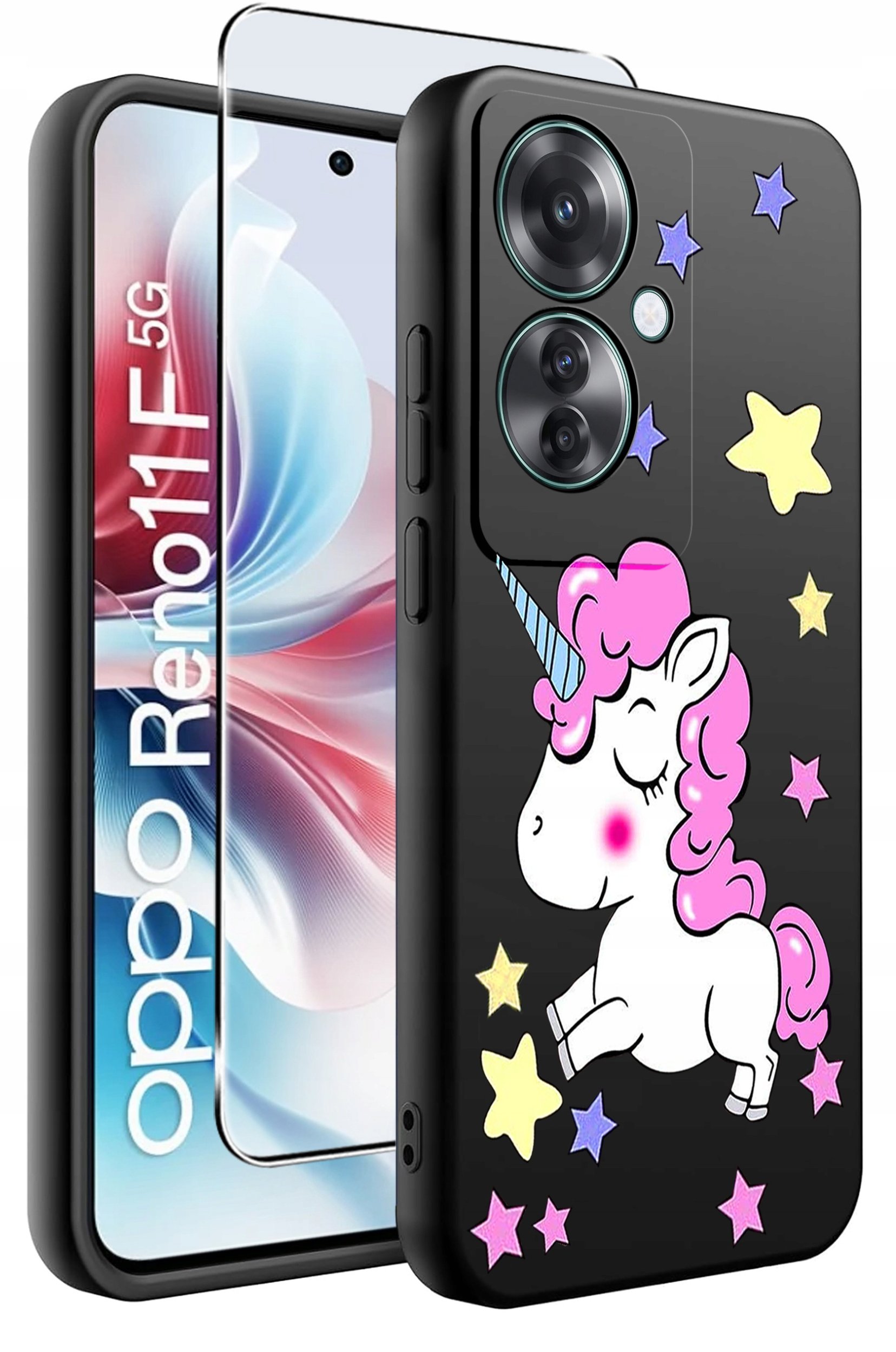 ETUI do Oppo Reno11 F 5G WZORY | SILIKONOWE MATT CASE + SZKŁO HARTOWANE 9H