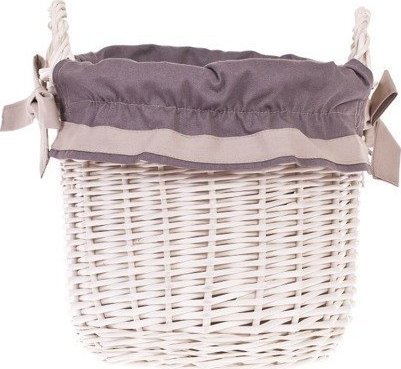 WickerPL Doniczka z uszami wybielana okrągły kosz z obszyciem 25 H23 28 H28 cm
