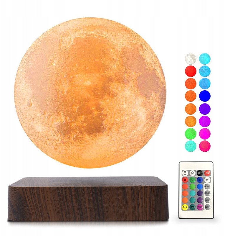 Lampka NOCNA LAMPA Lewitująca KSIĘŻYC ŚWIECĄCY Księzycowa 16 Kolorów Pilot