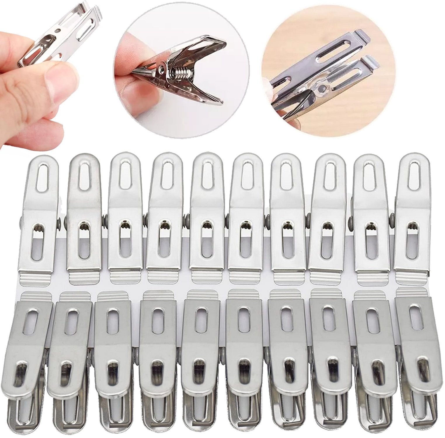 Klamerki Spinacze Do Prania Ubrań Bielizny Metalowe 20 szt. - 27327