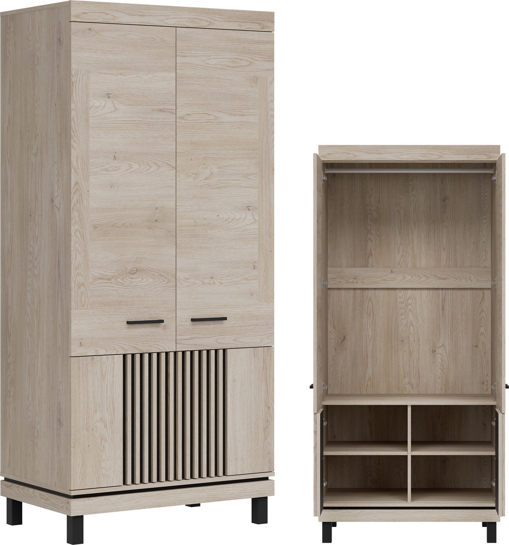 BogFran Szafa pokojowa na ubrania wąska Garderoba 90 cm Dąb Lamele Loft MATI MI10