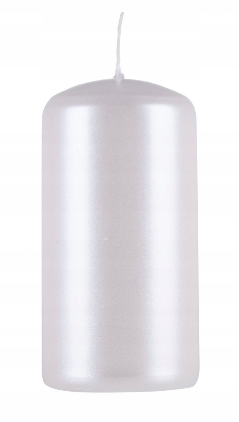 Donau Home Świeca słupek Standard lakier, 50x100mm, 4 szt., biała perła