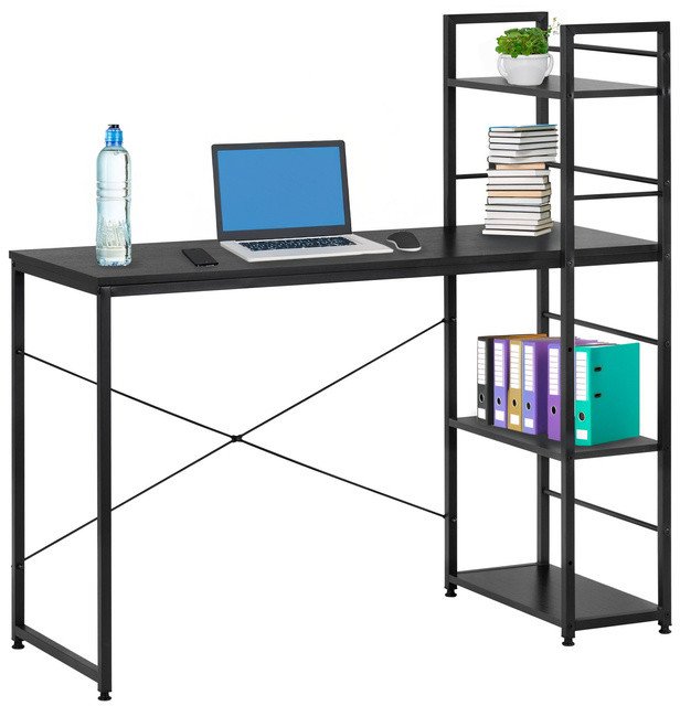 Biurko Springos Biurko komputerowe z regałem nowoczesny, stolik loft 120x48x122 cm czarny UNIWERSALNY