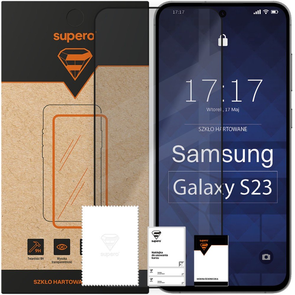 Szkło hartowane Supero do Samsung Galaxy S23, z czarną ramką