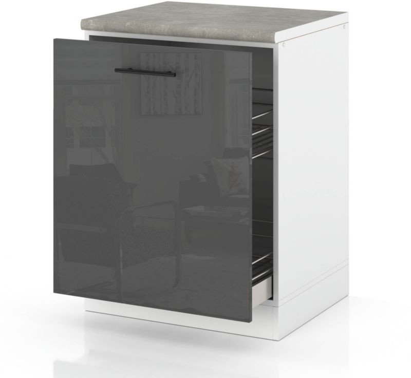 Szafka Kuchenna Stojąca Z Blatem Szafka Cargo 60cm Spremium Szary Połysk