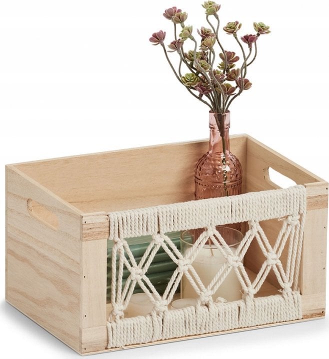 Zeller Drewniane pudełko z ażurowym frontem BOHO, 30 x 20 x 16 cm