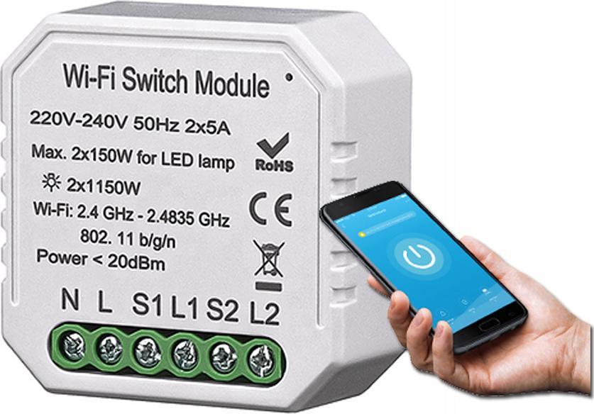 RTX Tuya WiFi Podwójny Włącznik Przekaźnik Dopuszkowy