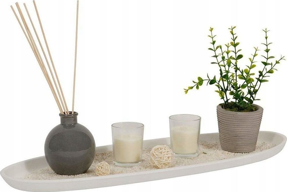 Atmosphera Świecznik na świece i kadzidełka, drewniana patera z akcentem dekoracyjnym