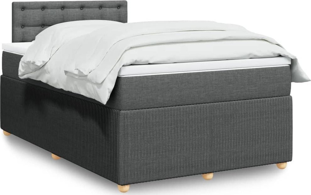 vidaXL vidaXL Łóżko kontynentalne z materacem, ciemnoszara tkanina 120x200 cm