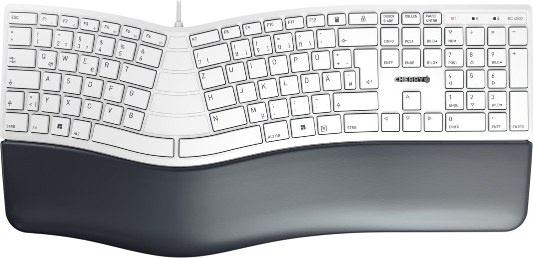 Klawiatura Cherry CHERRY KC 4500 ERGO klawiatura USB QWERTZ Niemiecki Biały
