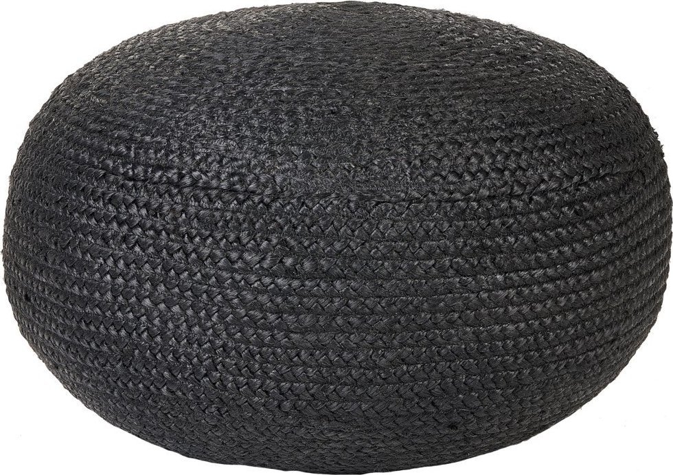 Beliani Puf z juty 60 x 30 cm czarny DUKKI