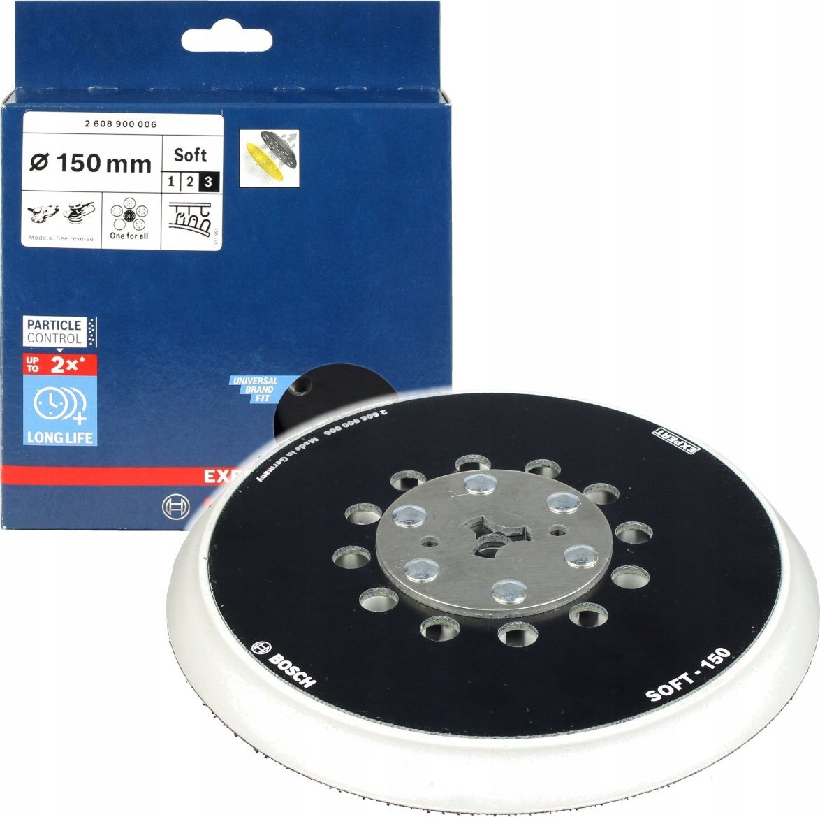 Bosch Bosch multi-hole pad 150mm soft M8 + 5/16 - 2608900006 EXPERT RANGE