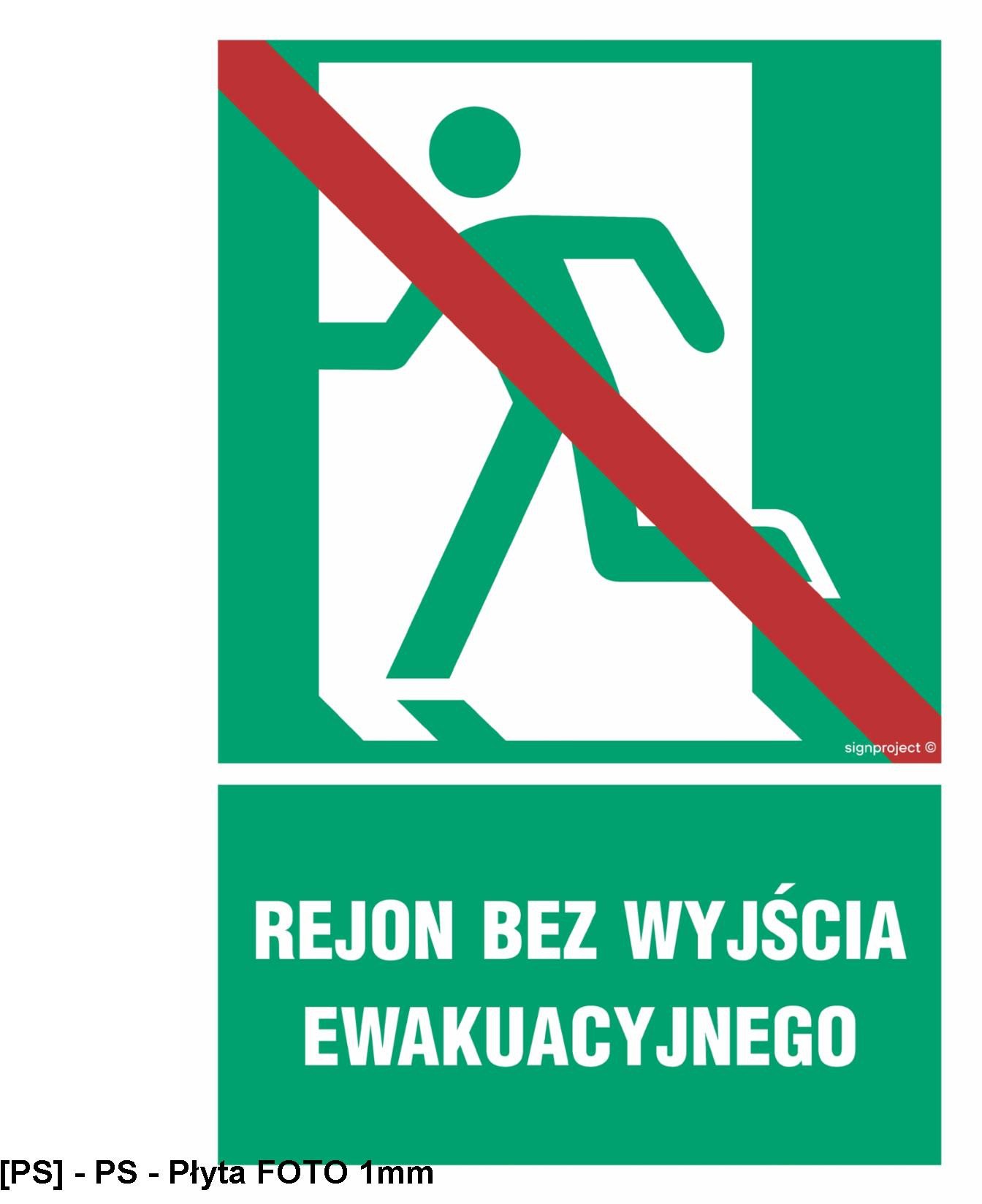 AC054 - Rejon bez wyjścia ewakuacyjnego lewostronny 500x750