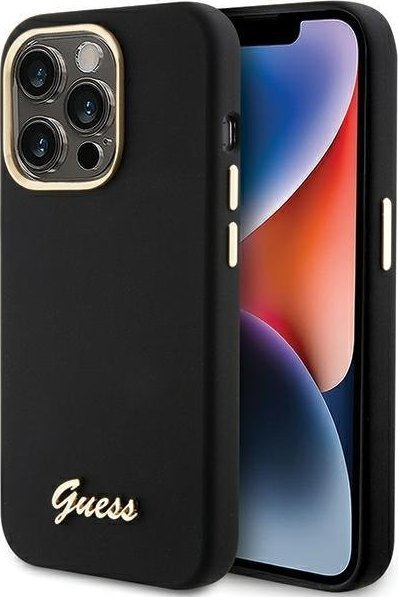 Guess Guess GUHCP15LSMBSLK iPhone 15 Pro 6.1" czarny/black hardcase Silicone Script Metal Logo & Frame