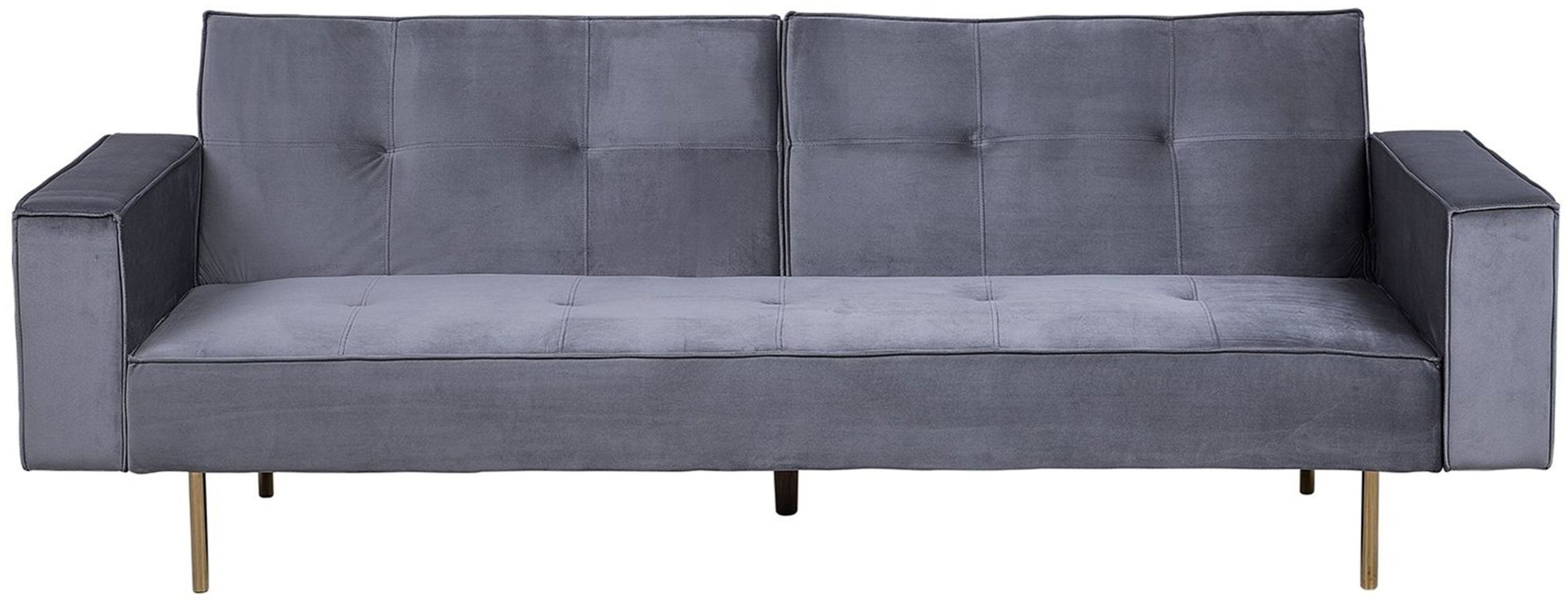 Sofa rozkładana welurowa szara VISNES