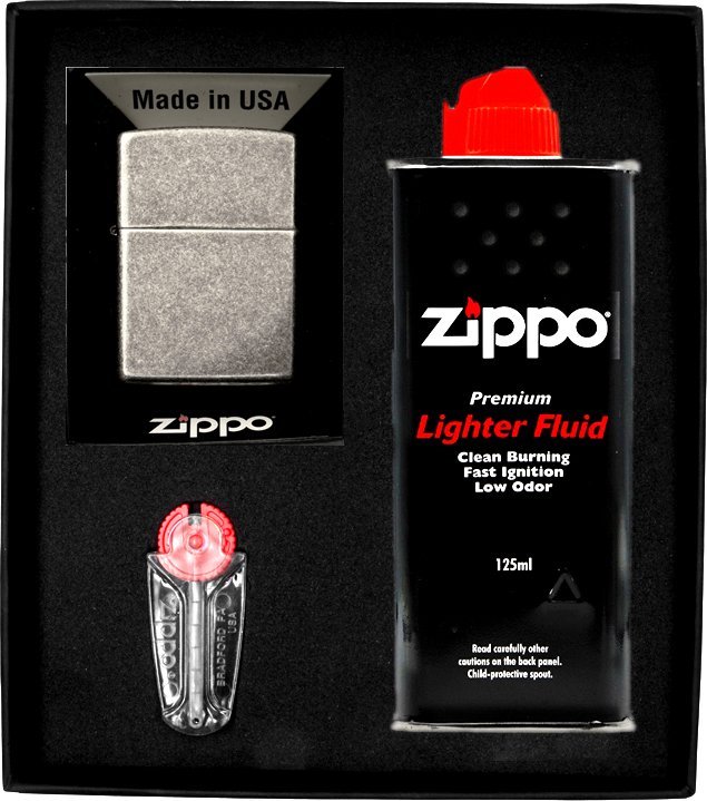 Zestaw ZIPPO Zapalniczka ANTIQUE SILVER Prezentowy No1