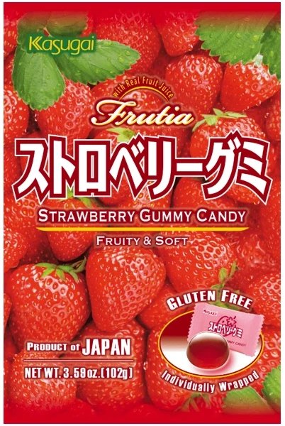 Frutia Strawberry Gummy, żelki o smaku truskawkowym 102g - Kasugai