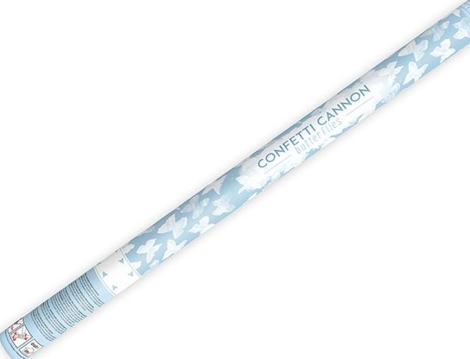 Party Deco Tuba strzelająca konfetti, białe motylki, 80 cm uniwersalny