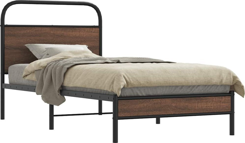 vidaXL Łóżko bez materaca, 90x190 cm, brązowy dąb