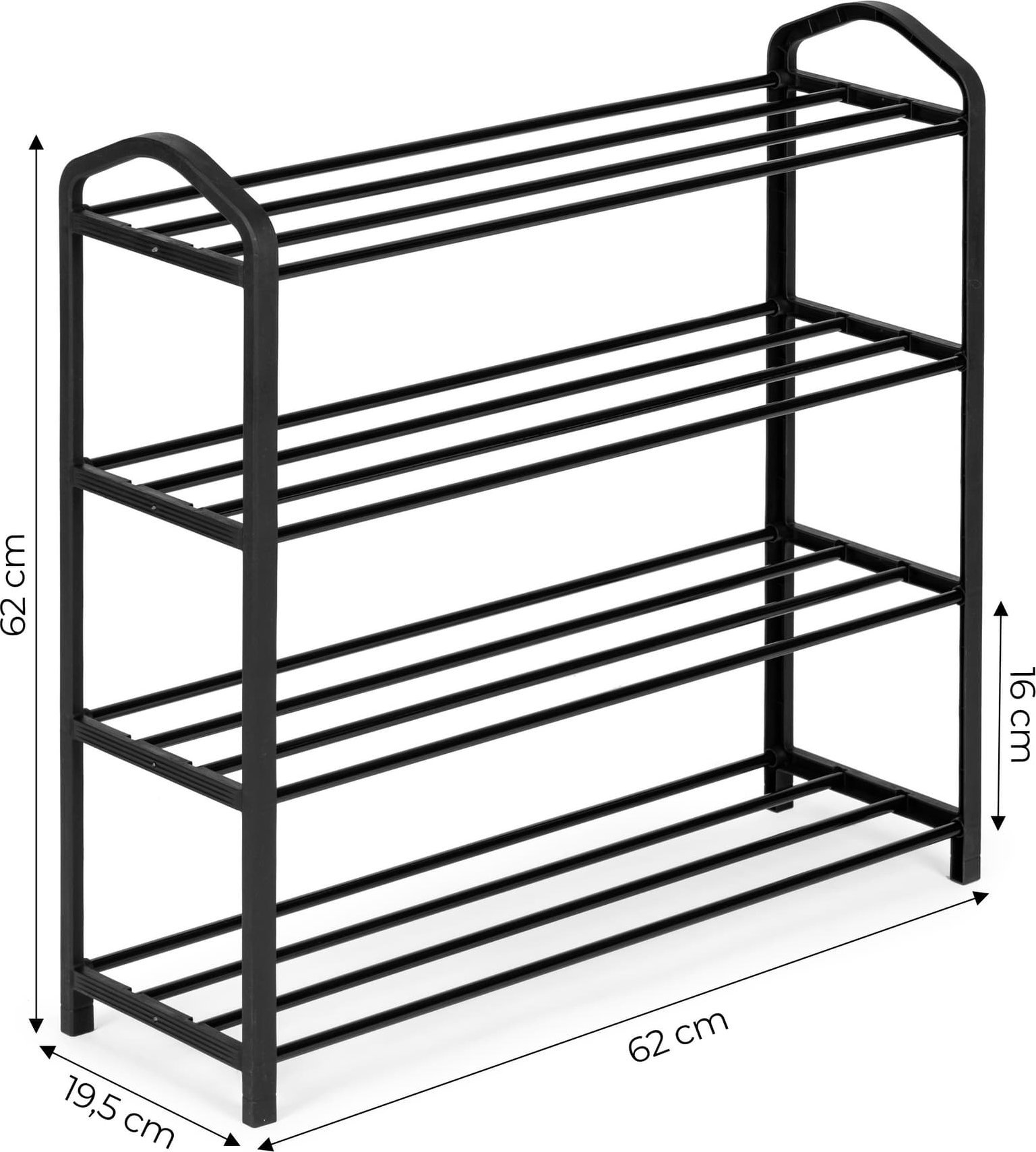 ModernHome Regał na buty metalowy 4 półki 12 par butów czarny