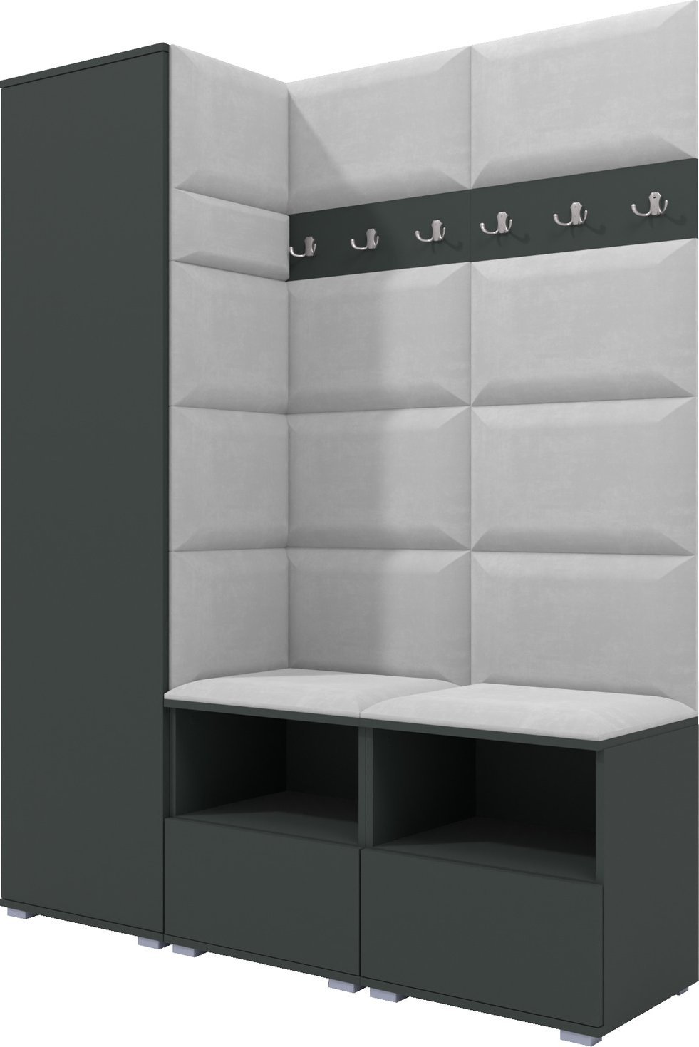 Ravio Tapicerowana garderoba Nela II - kolor grafit + tkanina Trinity 32