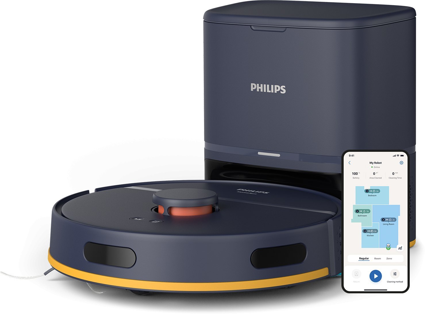 PHILIPS HomeRun 2000. serijas Puteklsucejs robots ar mazgasanas funkciju tumsi zils XU2100/15 XU2100/15 (8720389065026)