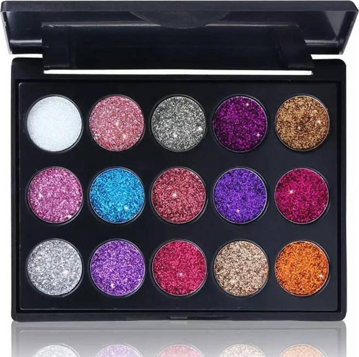 Aptel Błyszczące CIENIE do POWIEK Efekt Brokatu Paleta zest.15kolorów AG861A