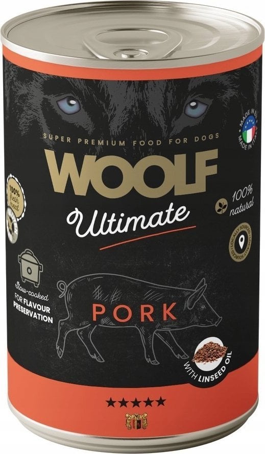 WOOLF PIES PUSZKA 400g ULTIMATE CAN PORK&LINSEED OIL /6