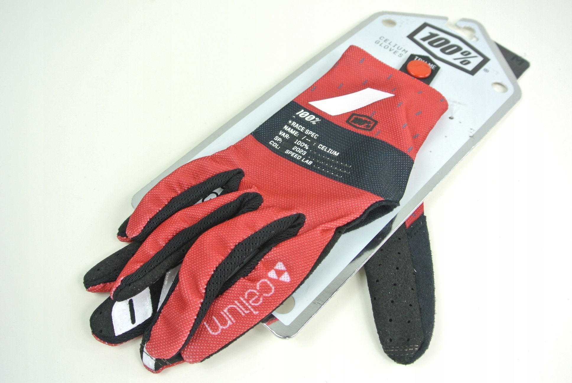100% Rękawiczki 100% CELIUM Gloves Red - M (długość dłoni 187-193 mm) (NEW 2023)