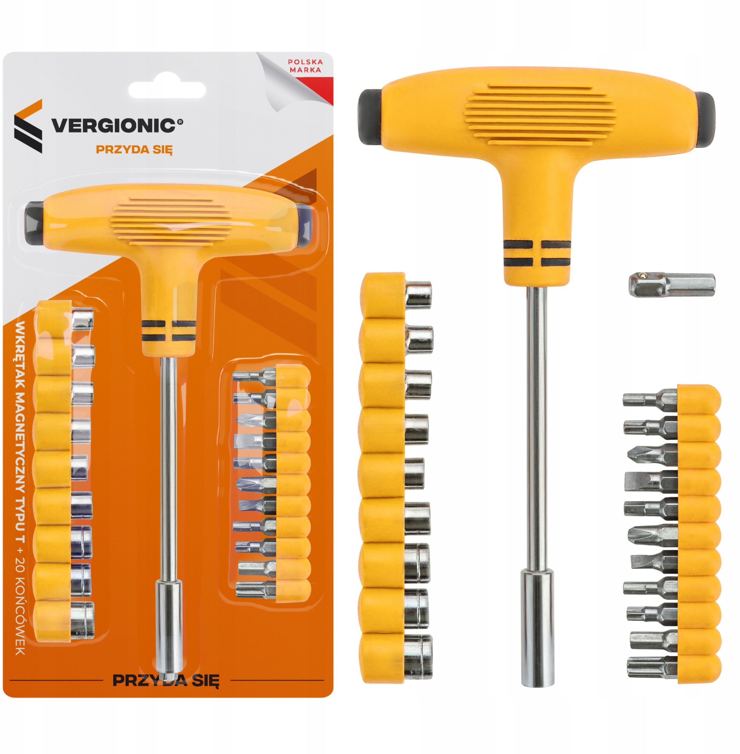 WKRĘTAK MAGNETYCZNY ŚRUBOKRET NASADKI BITY +20 NASADEK