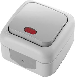 Viko Łącznik pojedynczy Palmiye podświetlany IP54 szary (90555519)