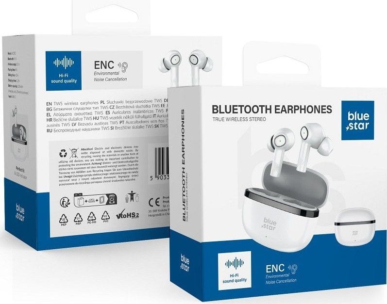Słuchawki Blue Star Blue Star słuchawki bezprzewodowe stereo TWS AC20C z funcją ENC białe