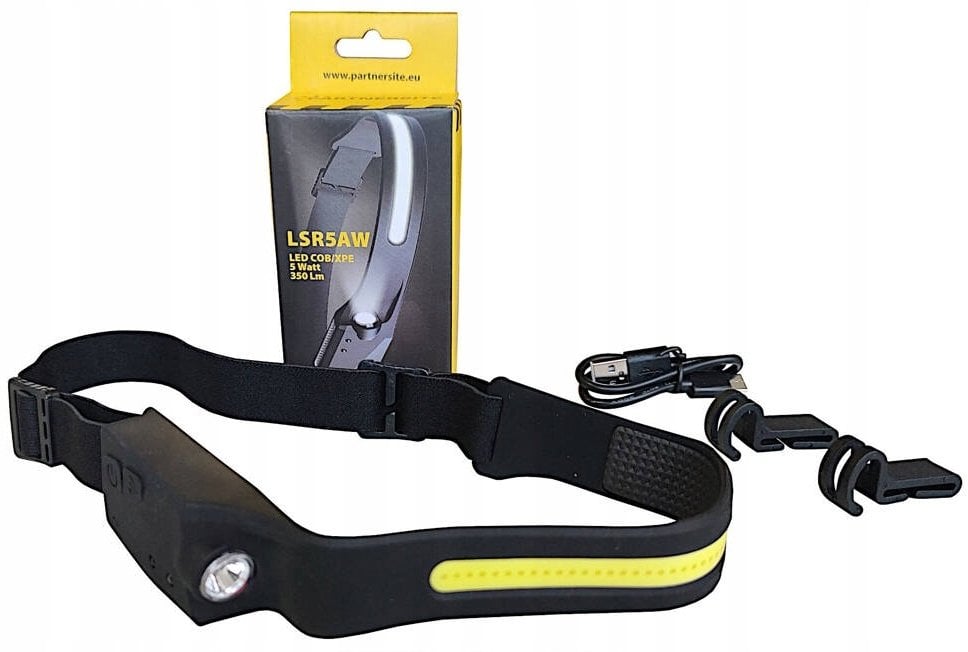 Latarka Partnersite Akumulatorowa latarka czołowa LSR5AW 5W LED SMD z ładowaniem na wejście USB 16136
