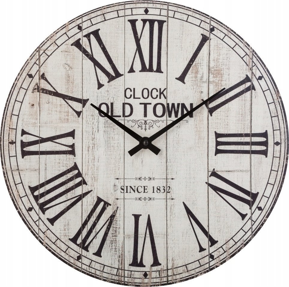 Atmosphera Zegar na ścianę drewniany z rzymskimi cyframi, zegar w starym stylu, biały, Ø 38 cm