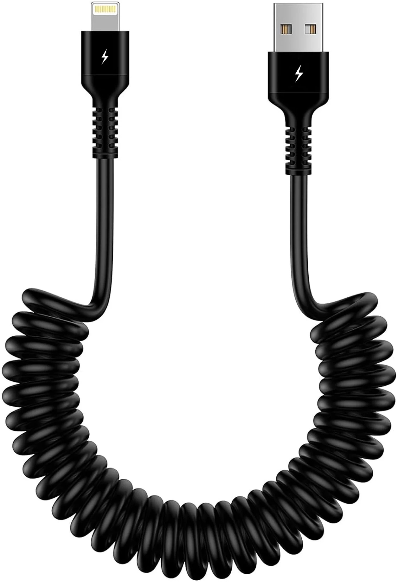 Kabel Alogy do ładowania spiralny samochodowy do iPone 3A 150cm USB A-Lightning czarny