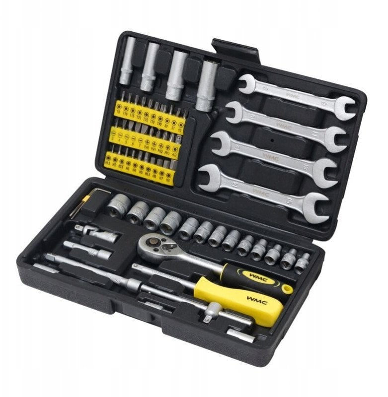 Zestaw narzędziowy - bity, nasadki, klucze 62el.